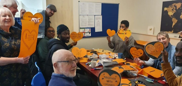 click to see larger image orange hearts - the group